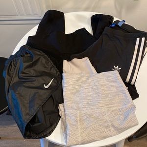 Lot of 4 Workout Bottoms Lululemon Nike Adidas M Leggings Shorts Black